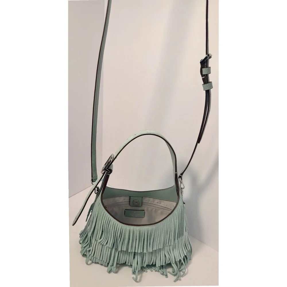Kate Spade mini suede fringe crossbody & Lucy appliqué floral‎ wristlet